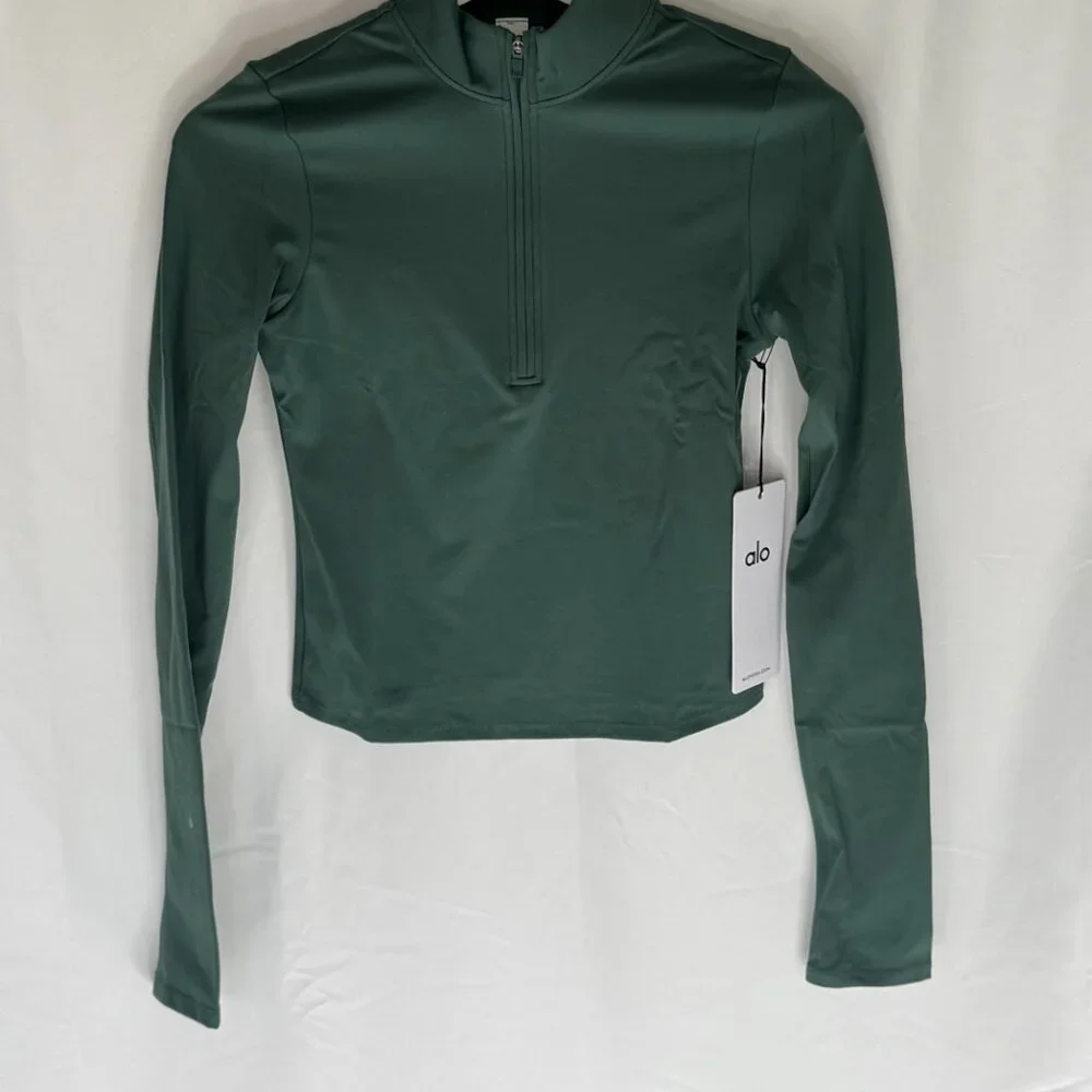 ALO Yoga Softsculpt 1/4 Zip Longsleeve NWT Clover Green - Picture 3 of 10